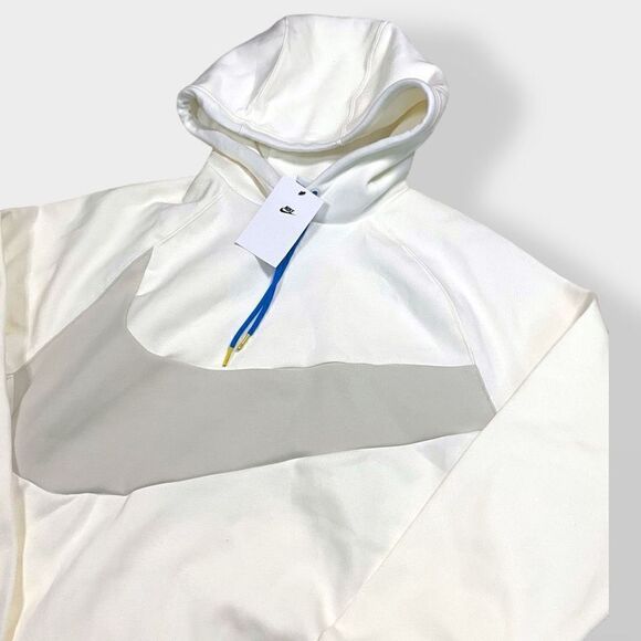 Nike Sportswear Big Swoosh Tech Fleece Pullover Hoodie White DD8222-133 size M - Picture 3 of 9
